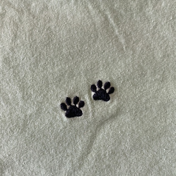 Topshop NWT Lime Green Embroidered Paw Print Motif Short Sleeve Shirt - Size 12 - Picture 4 of 7